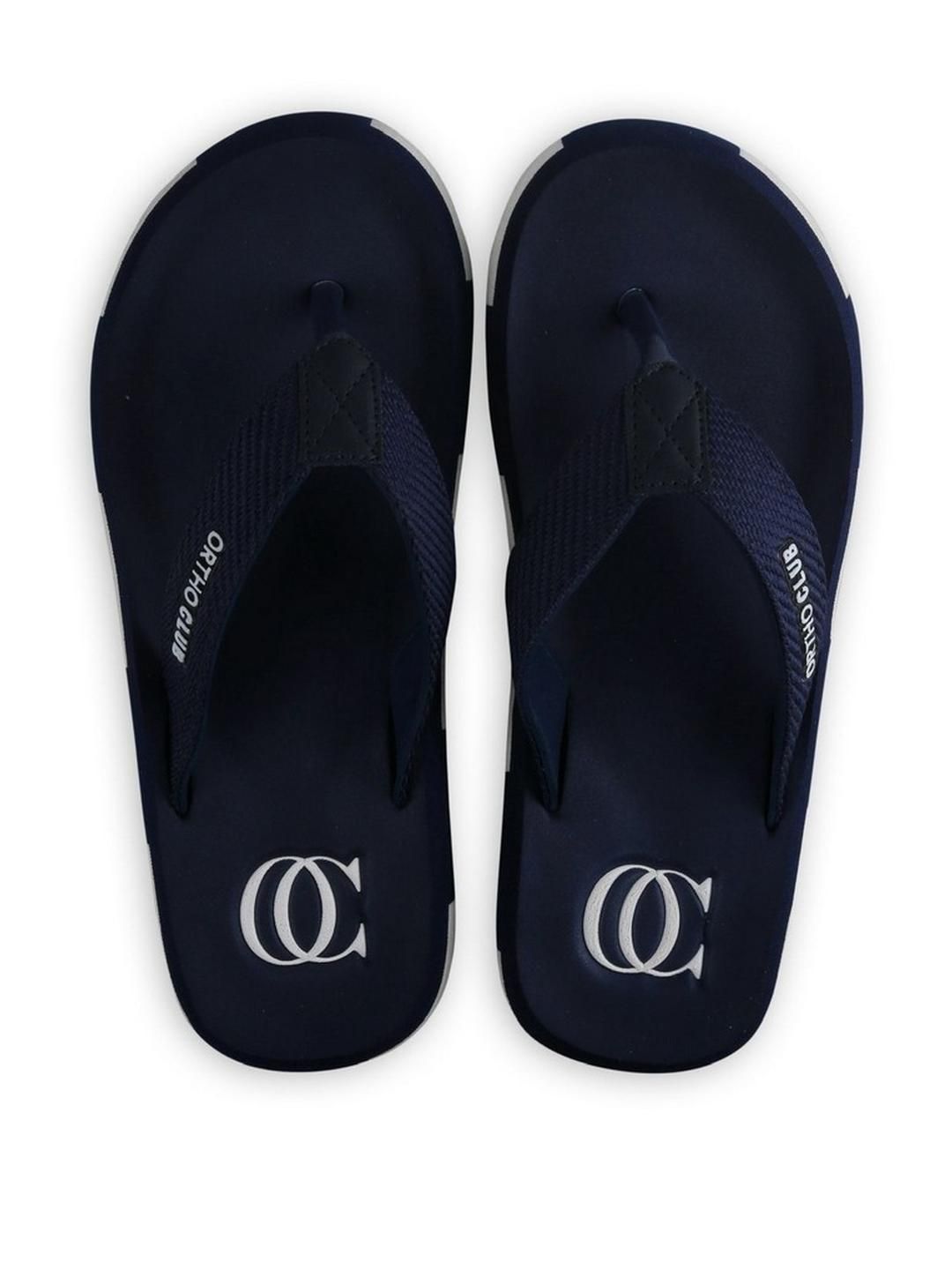 ORTHO CLUB Men Navy Blue Rubber Flip Flops
