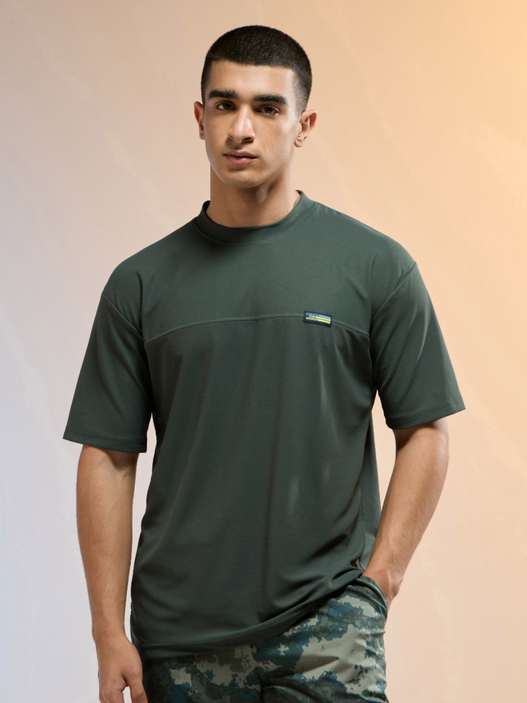 Technosport Men Solid Oversized Round Neck Sports T-shirt with MATPIQ