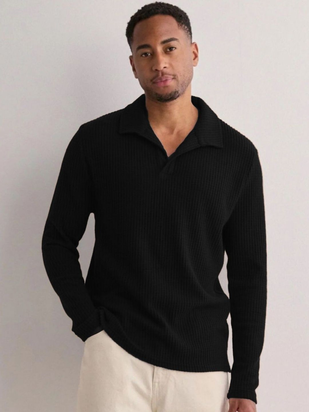 Metronaut Men Solid Polo Collar Cotton T-shirt