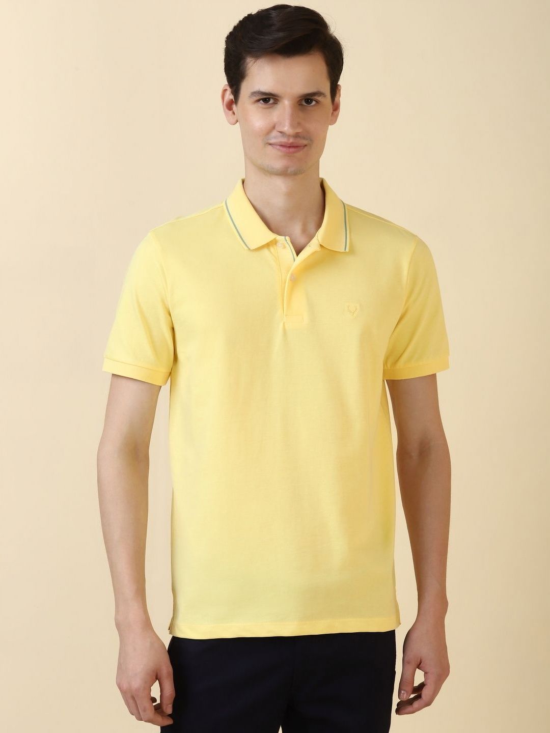 Allen Solly Men Solid Polo Collar Cotton T-shirt