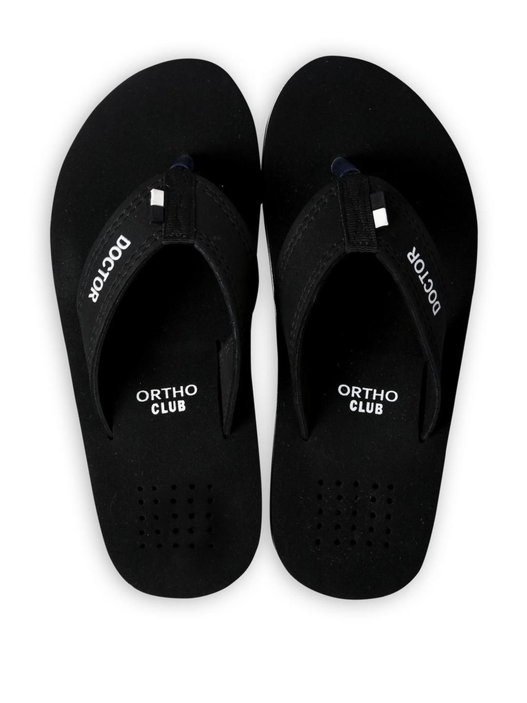 ORTHO CLUB Men Black Rubber Flip Flops