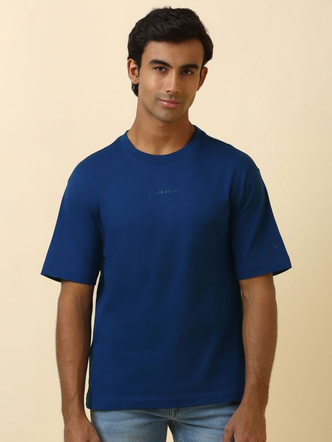 Allen Solly Men Solid Round Neck Cotton Oversized T-shirt