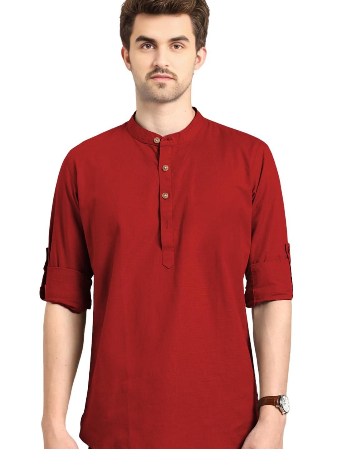 BHUVIKOO Men Red Kurtas