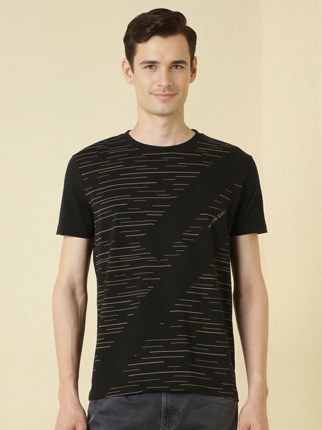 Allen Solly Men Abstract Printed Round Neck Slim Fit T-shirt