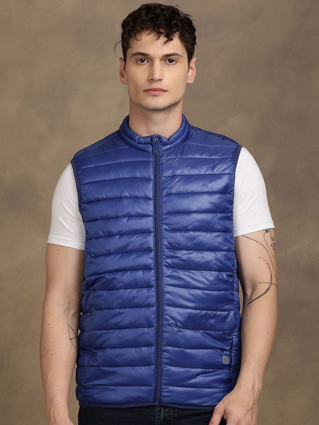 Turtle Men Stand Collar Solid Windcheater Casual Puffer Jacket