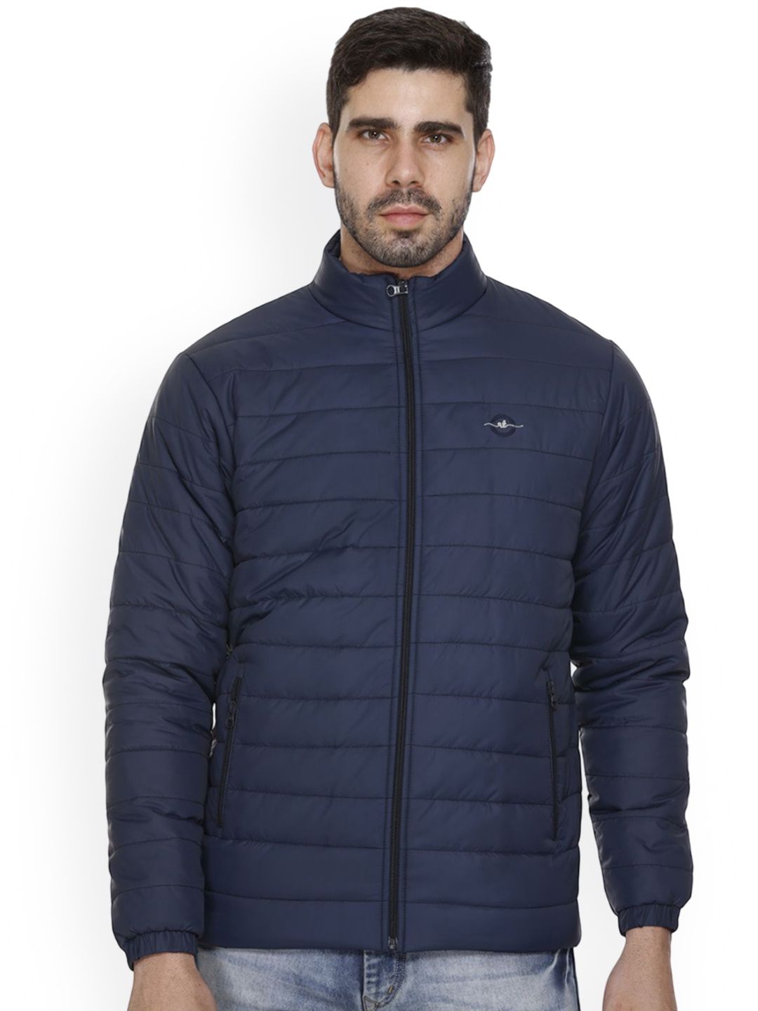 Rare Times Men Stand Collar Solid Lightweight Casual Puffer Jacket