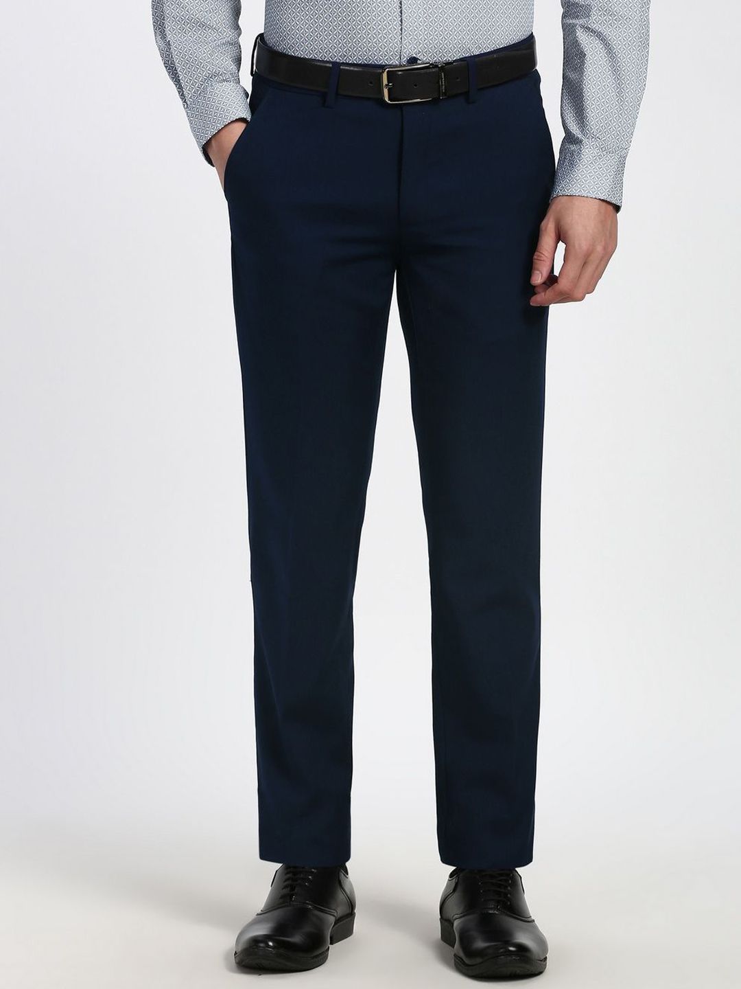Peter England Elite Men Slim Fit Mid-Rise Formal Trousers