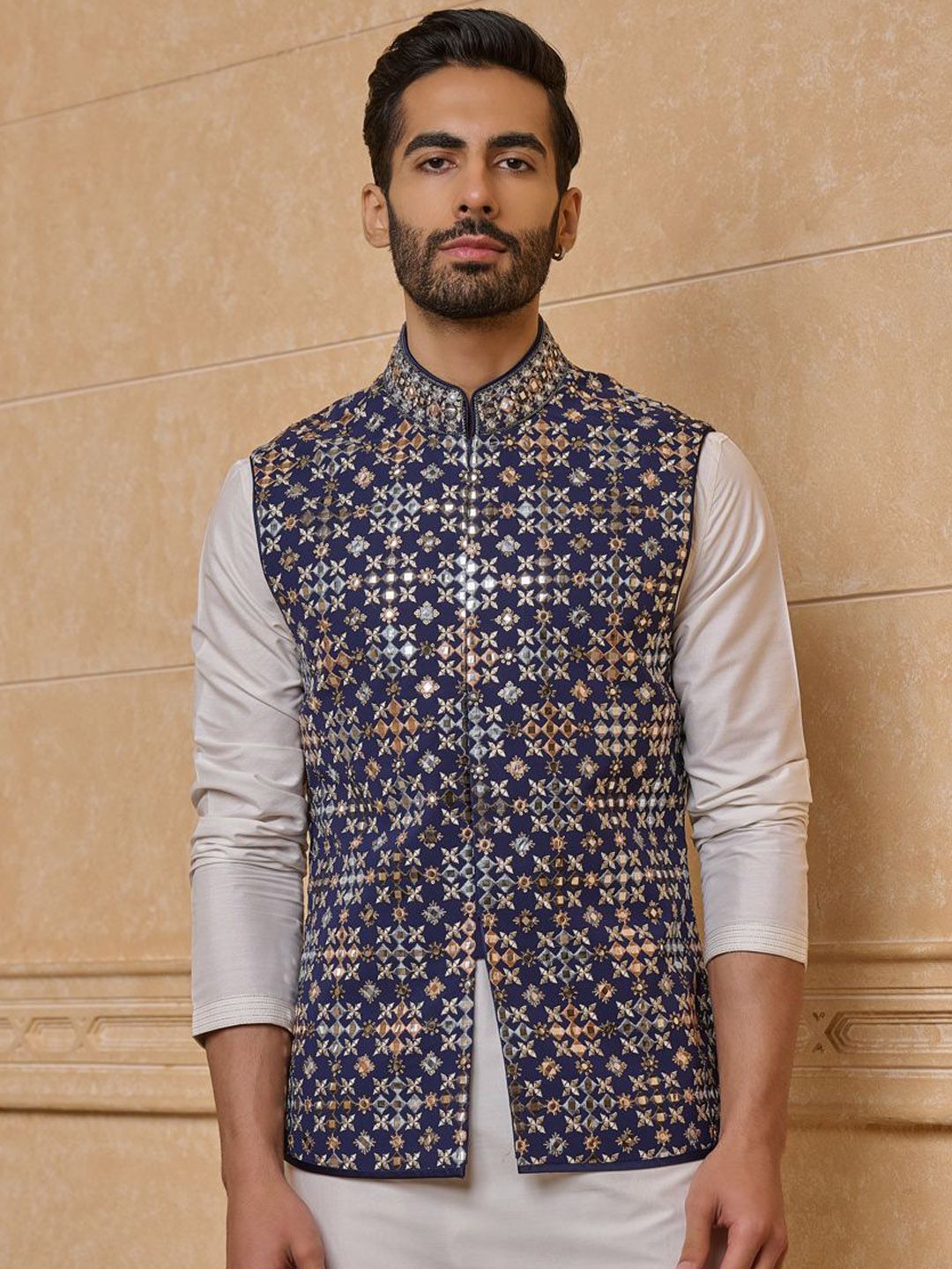 Tasva Embroidered Woven Nehru Jackets
