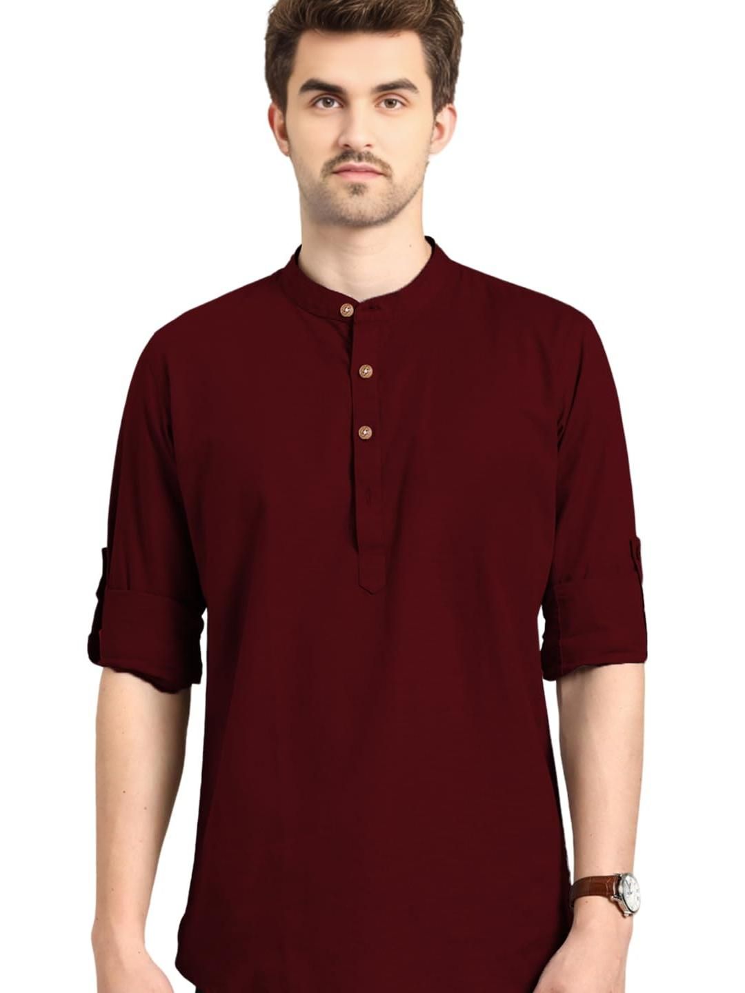 BHUVIKOO Men Maroon Kurtas