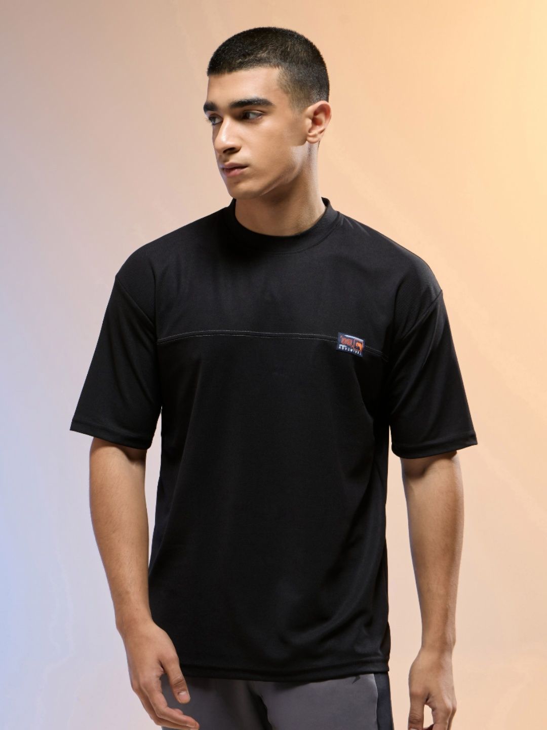 Technosport Men Solid Oversized Round Neck Sports T-shirt with MATPIQ