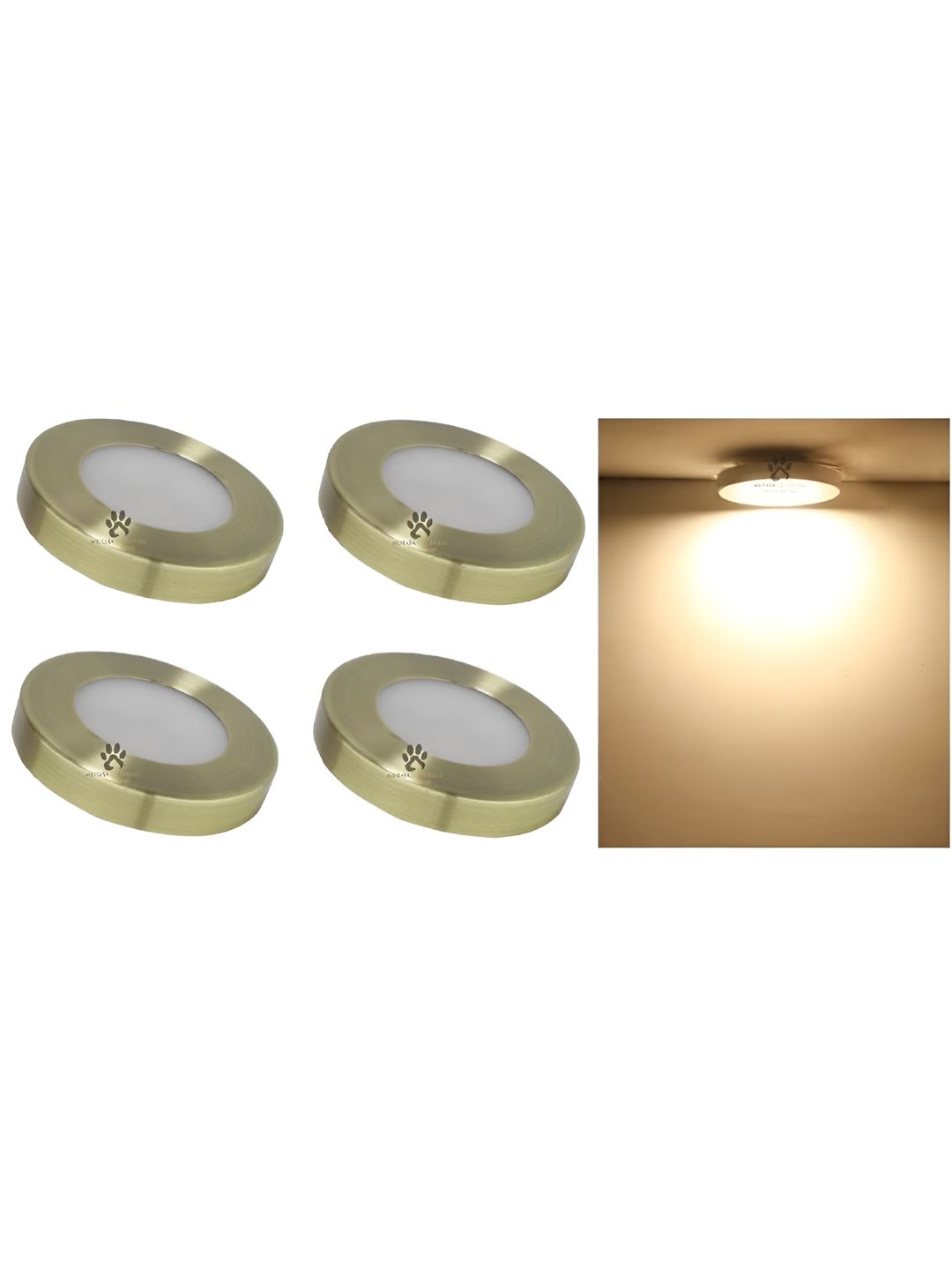 Mufasa Gold-Toned & White 4 Pieces Textured Cylinder Shaped Aluminium Wall Lamps