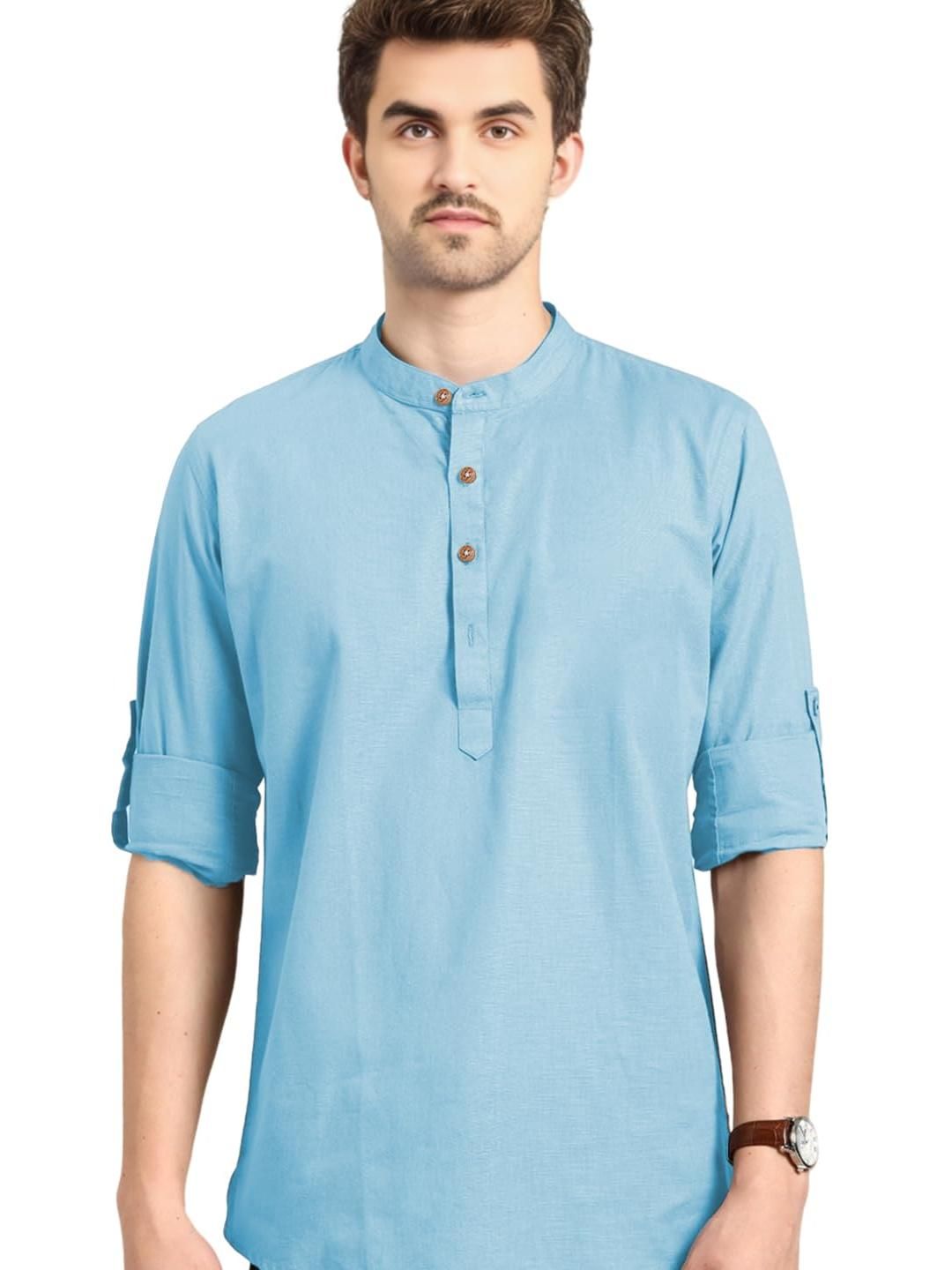 BHUVIKOO Men Blue Kurtas