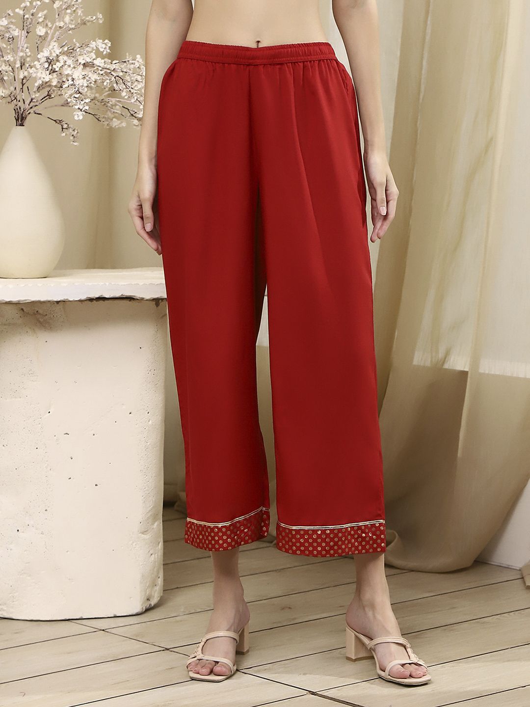 Biba Women Knitted Wide Leg Elasticated Palazzos