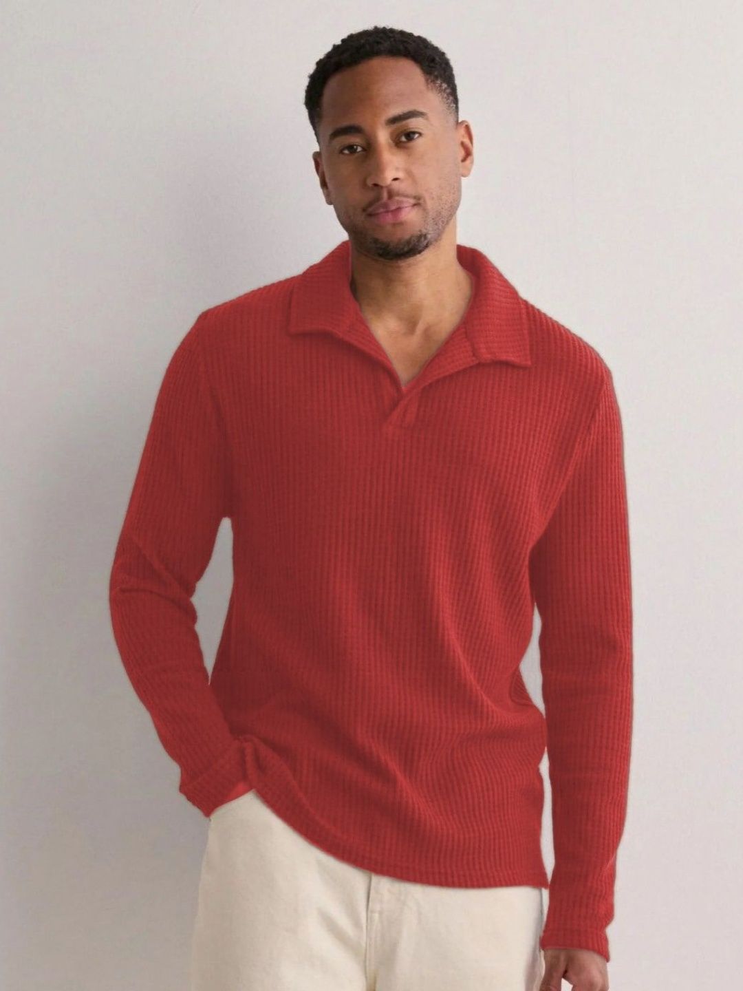 Metronaut Men Solid Polo Collar Cotton T-shirt