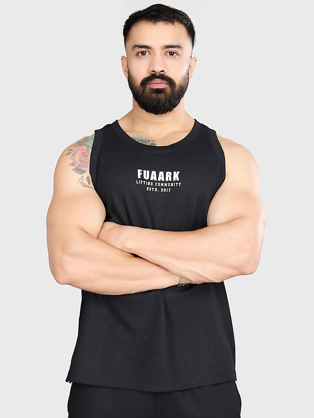FUAARK Printed Drip Oversized Fit Gym & Workout Vest 1Drip Oversized Tank Black-S