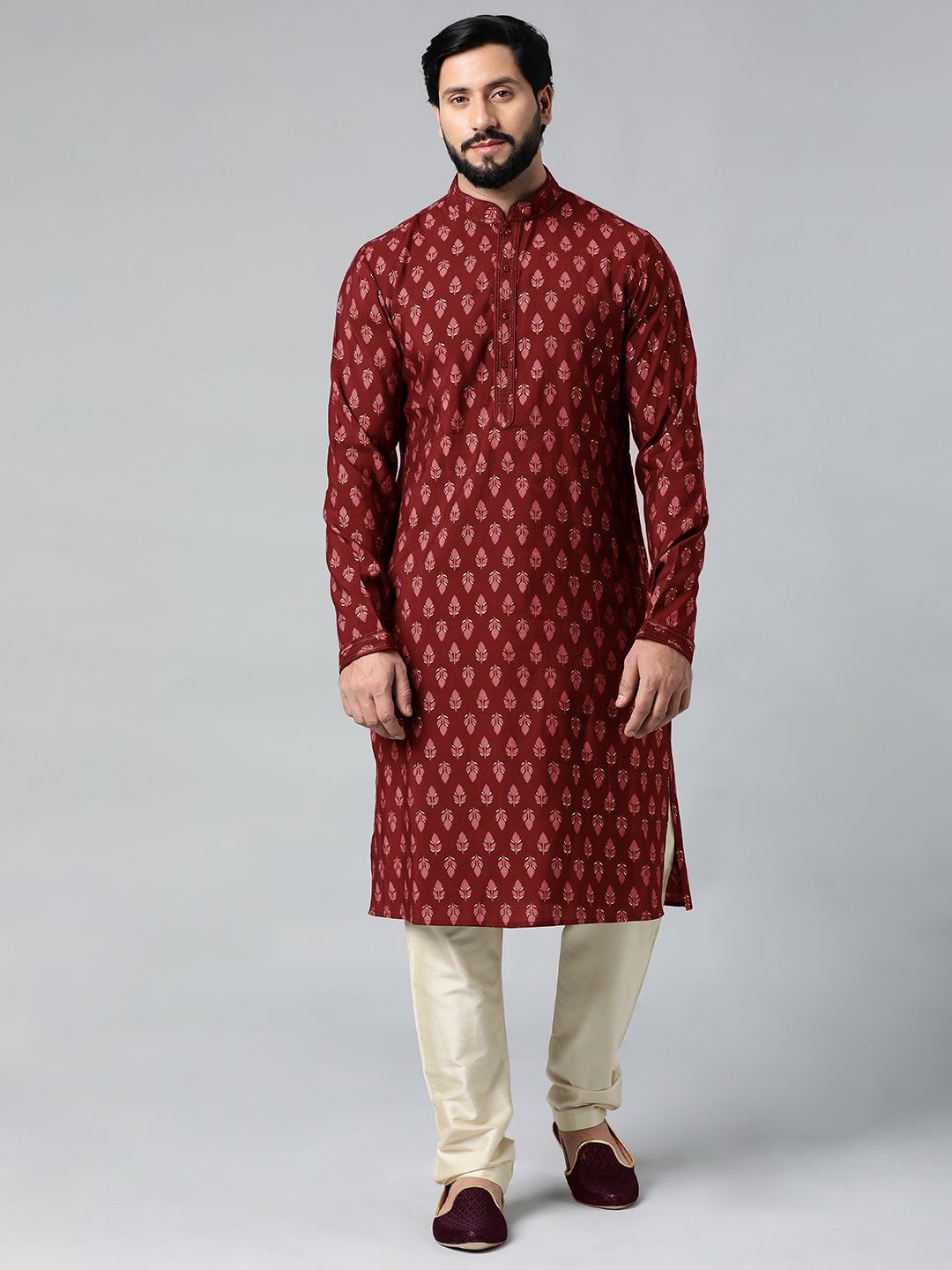TheEthnic.Co Floral Block Printed Pure Cotton Kurta