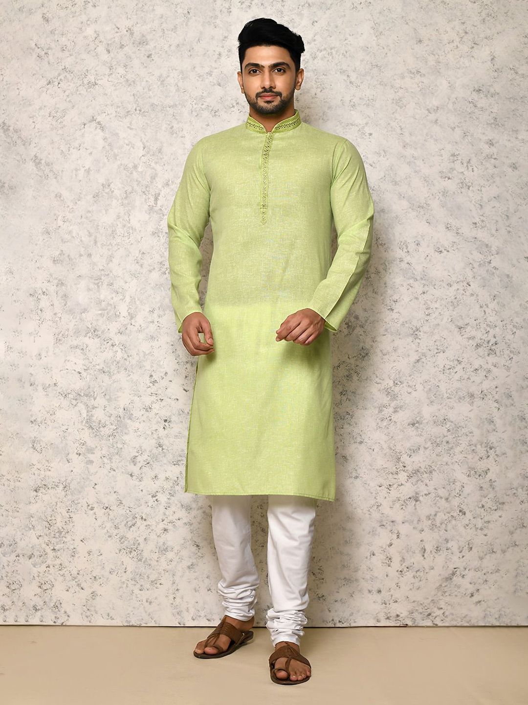 RANAK Men Solid Festive Cotton Straight Kurta