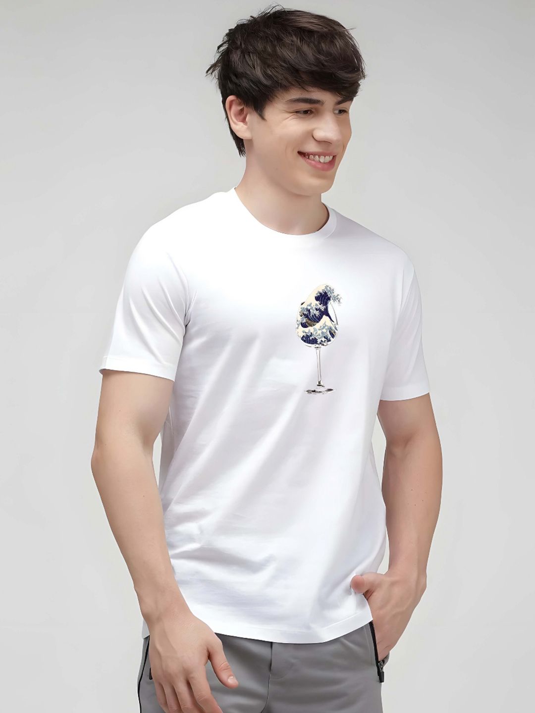 KAIDO Graphic Printed Round Neck Cotton T-shirt