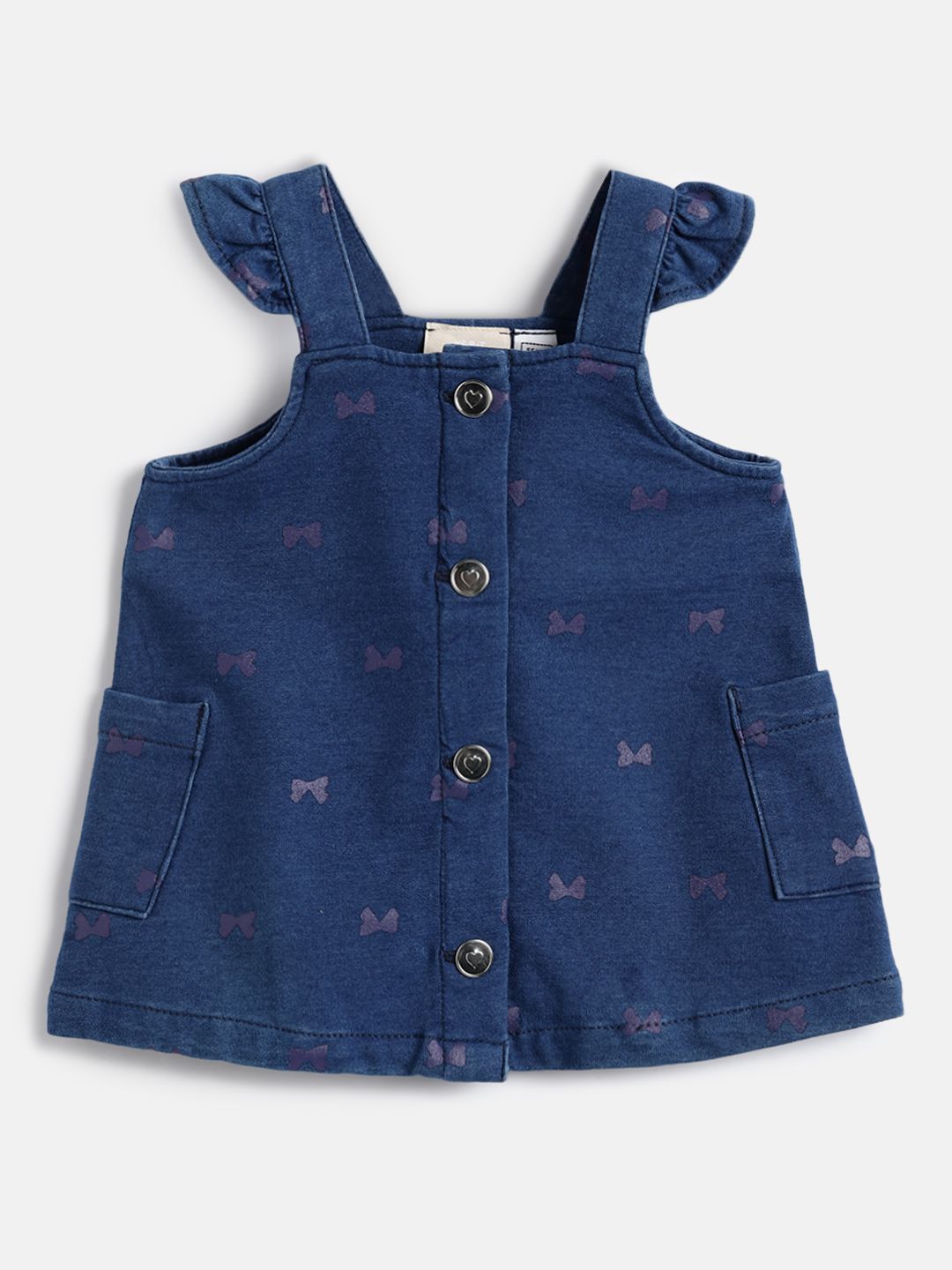 Chicco Girls Printed Shoulder Straps Denim A-Line Dress