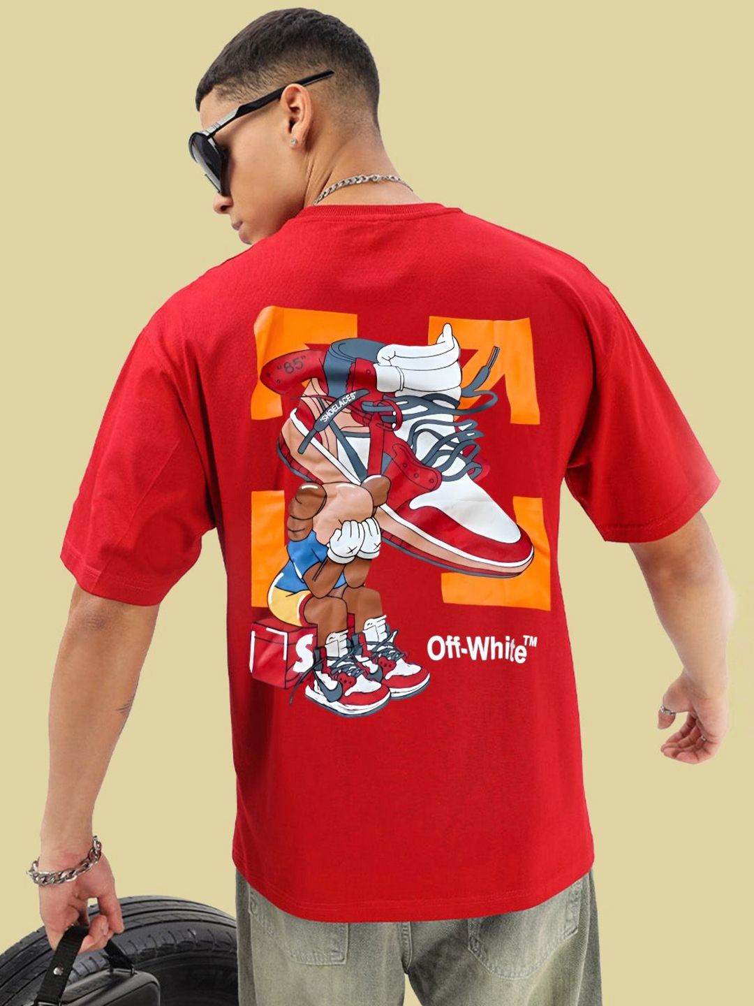 BDSQUARE Men Graphic Printed Round Neck Cotton Oversized T-shirt