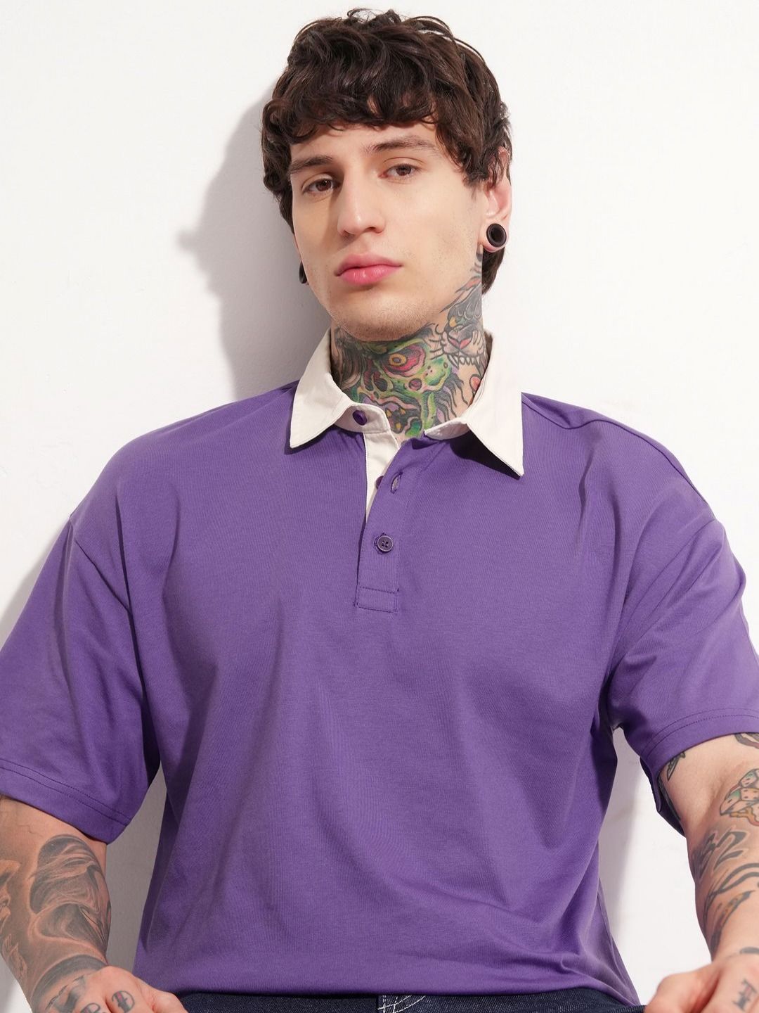 Buy The Roadster Lifestyle Co. Polo Collar Half Zipper Pure Cotton