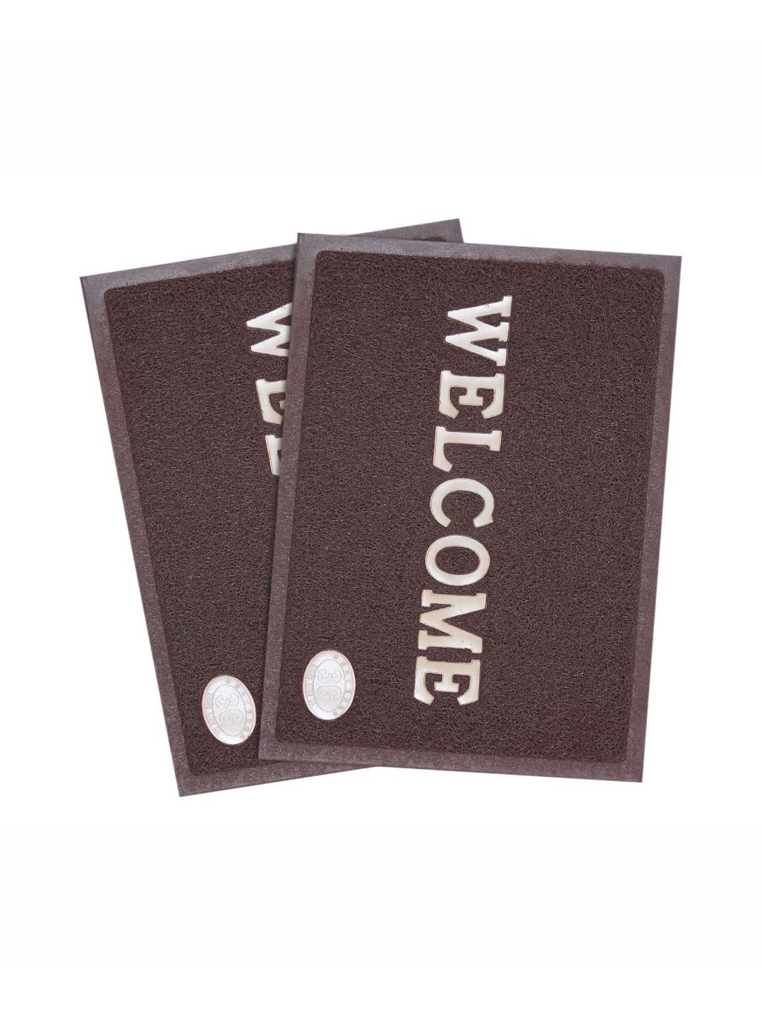 AAZEEM 2Pcs Grey & Brown Textured Anti-Skid Welcome Doormats