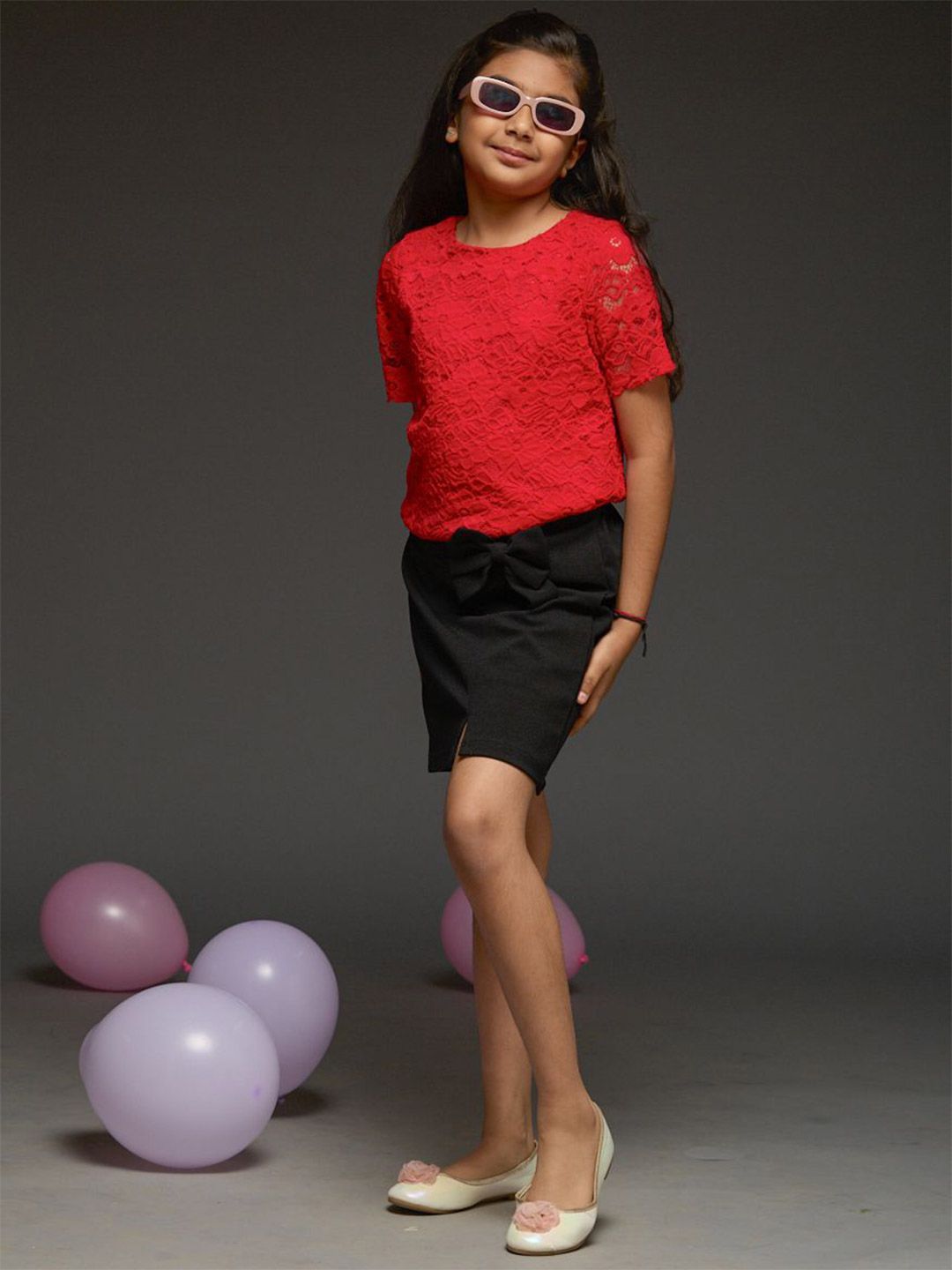 KidsDew Girls Round Neck Lace Top