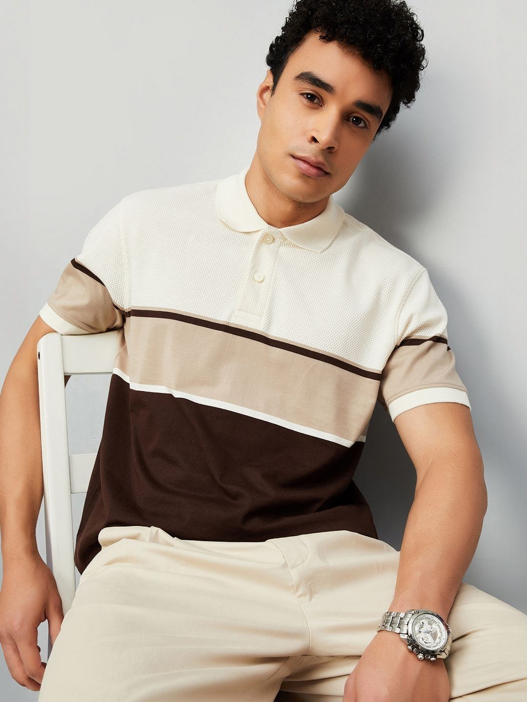 max Colourblocked Polo Collar Regular Fit T-Shirt
