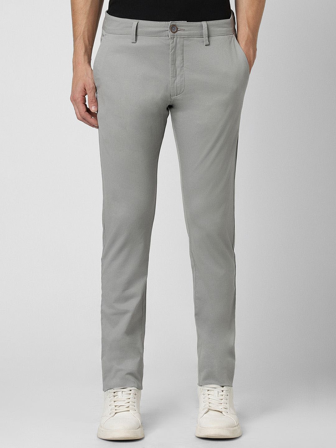 Peter England Casuals Peter England Casuals Men Skinny Fit Mid-Rise Flat-Front Cotton Trousers