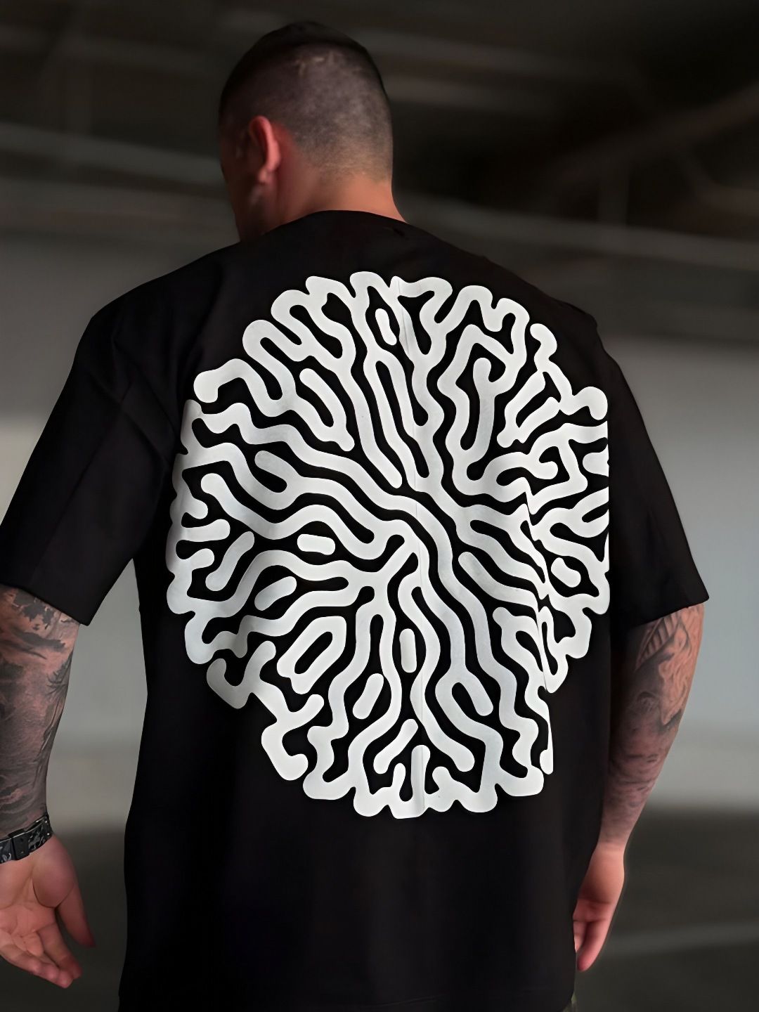 LAUREN ADAMS Abstract Printed Oversized Pure Cotton T-shirt