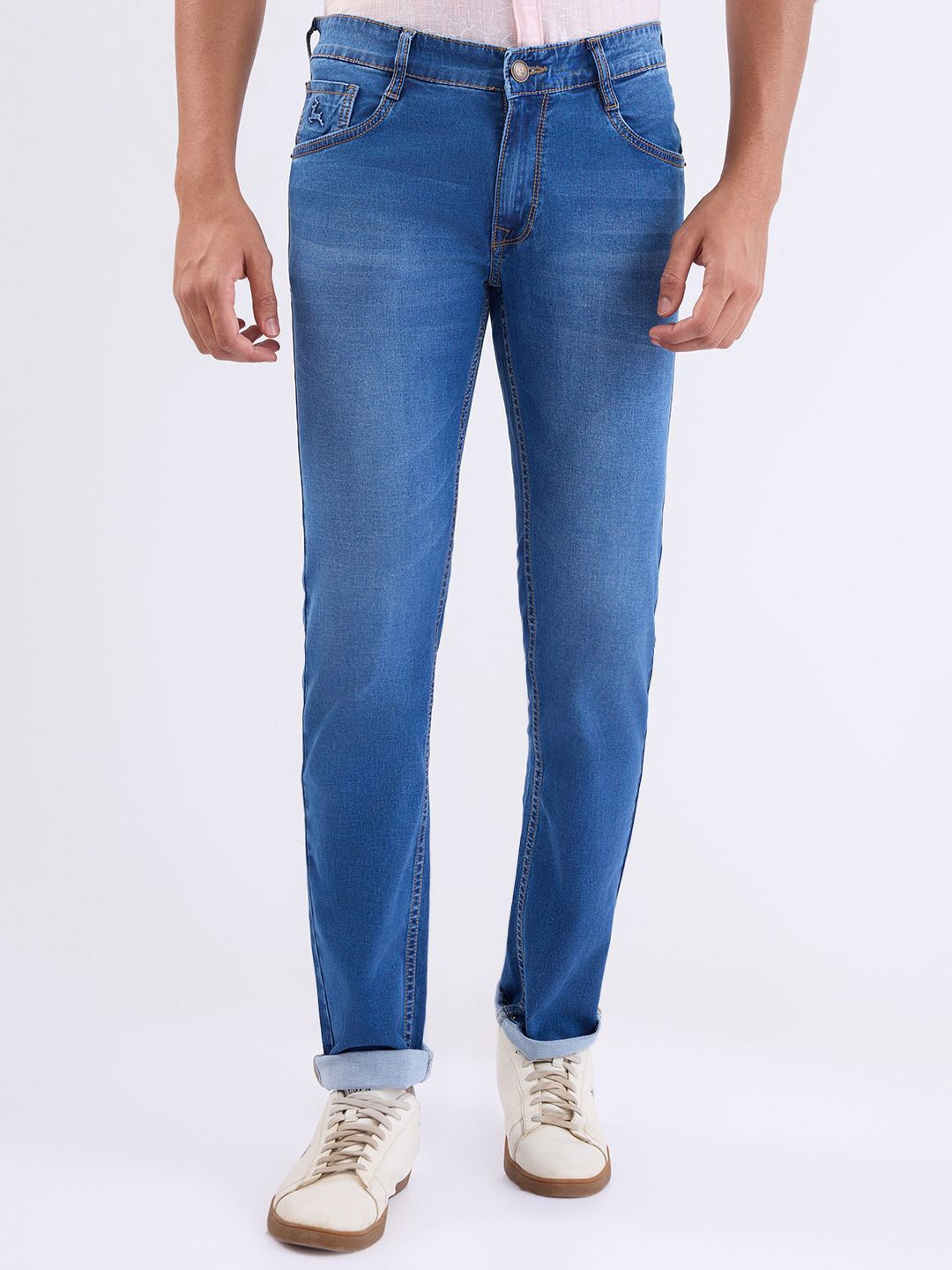 Parx Men Slim Fit Mid-Rise Light Fade Jeans
