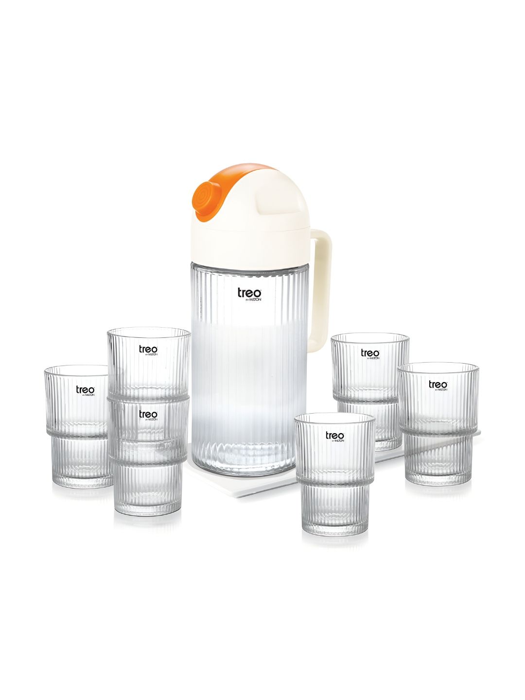 Buy Treo Borosilicate Spritz Lemon Glass Set of 7 With 1 Jug(6