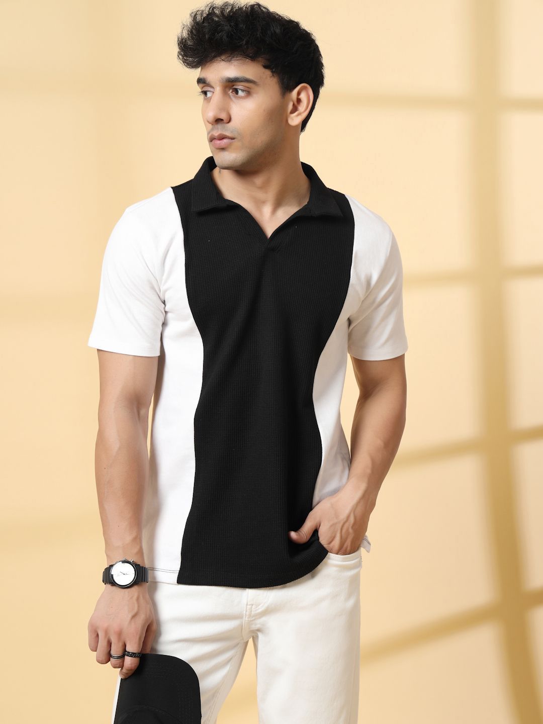 Rigo Colourblocked Polo Collar Cotton T-shirt