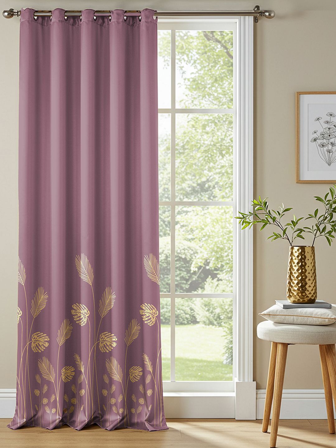 URBAN SPACE URBAN SPACE Aurika Mauve Gold Foil Blackout Window Curtain