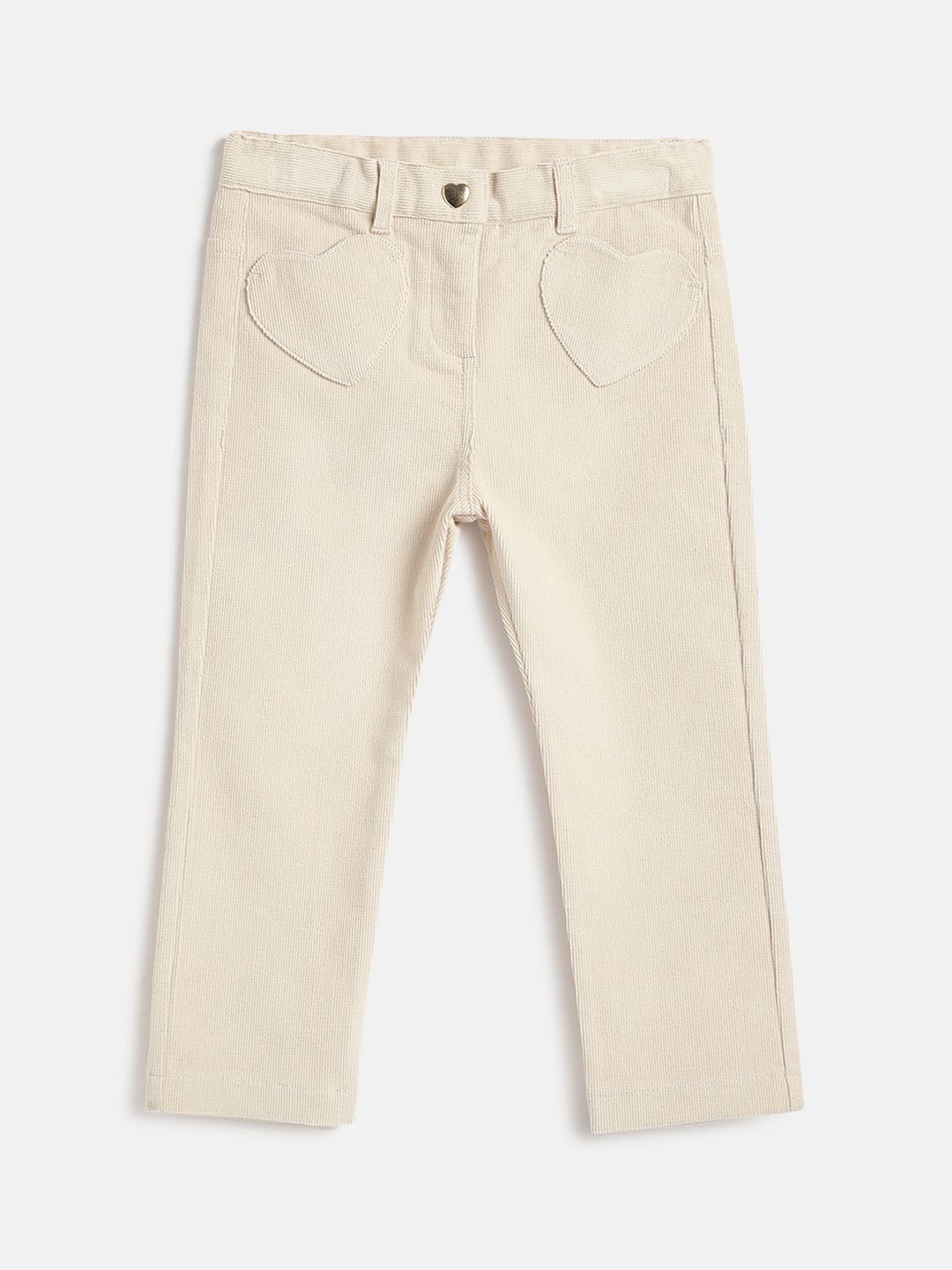 Chicco Girls Textured Relaxed Regular Fit Mid-Rise Trousers