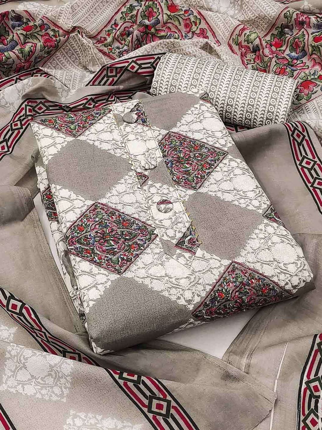 CLEMIRA Ethnic Motifs Printed Unstitched Dress Material