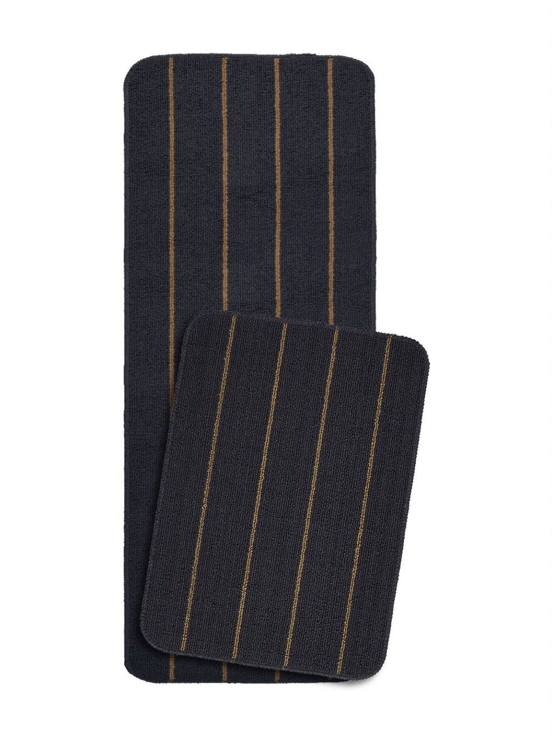 Saral Home 2-Pcs Grey Striped Anti-Skid Floor Runner&Doormat