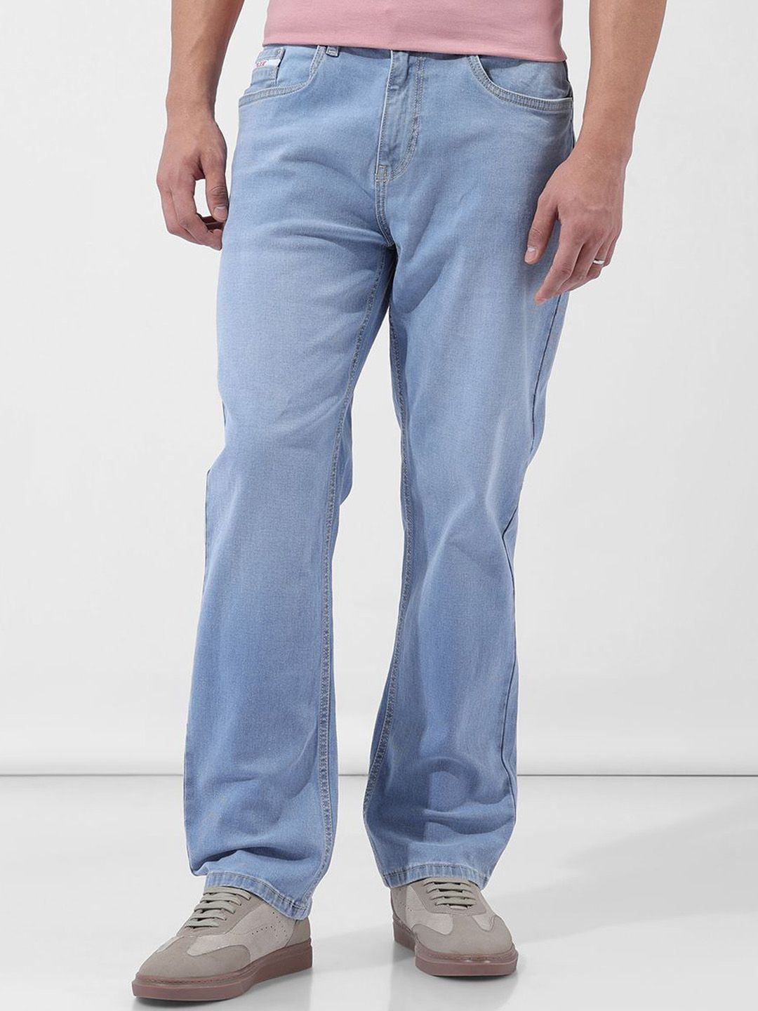 The Indian Garage Co Men Whiskers and Chevrons Regular Fit Light Fade Stretchable Jeans