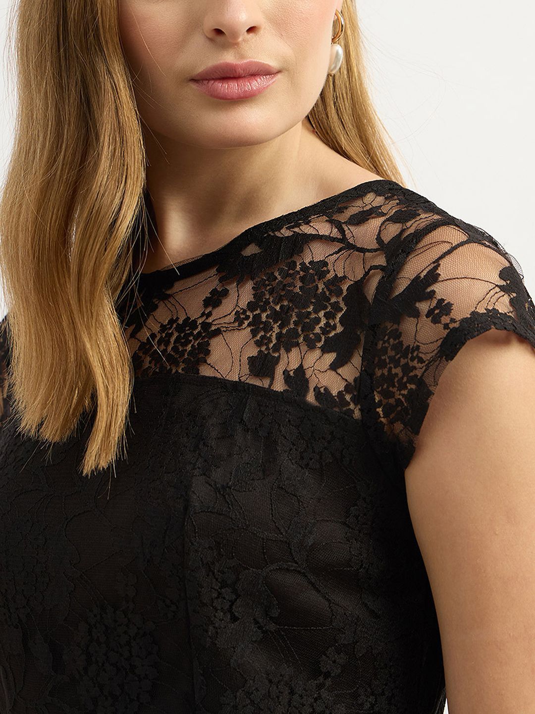 Buy Miss Chase Women Black Lace Fit & Flare Mini Dress - Dresses