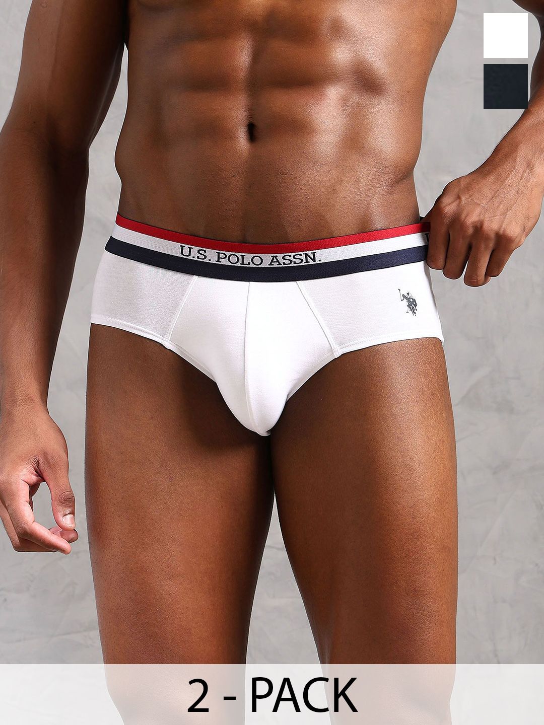 U.S. Polo Assn. Men Pack Of 2 Striped Waistband EB002 Briefs