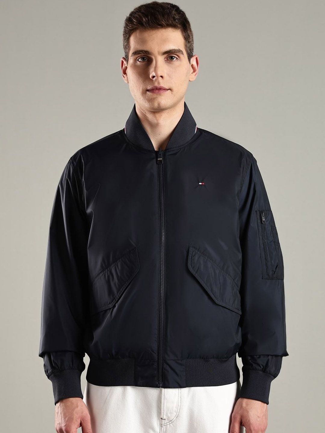 Tommy Hilfiger Stand Collar Relaxed Fit Bomber Jacket