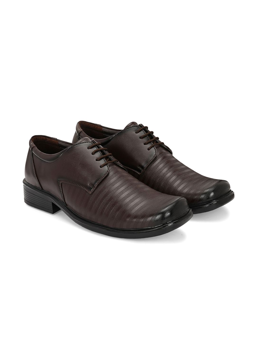 Azzaro Black Men Textured Formal Derbys