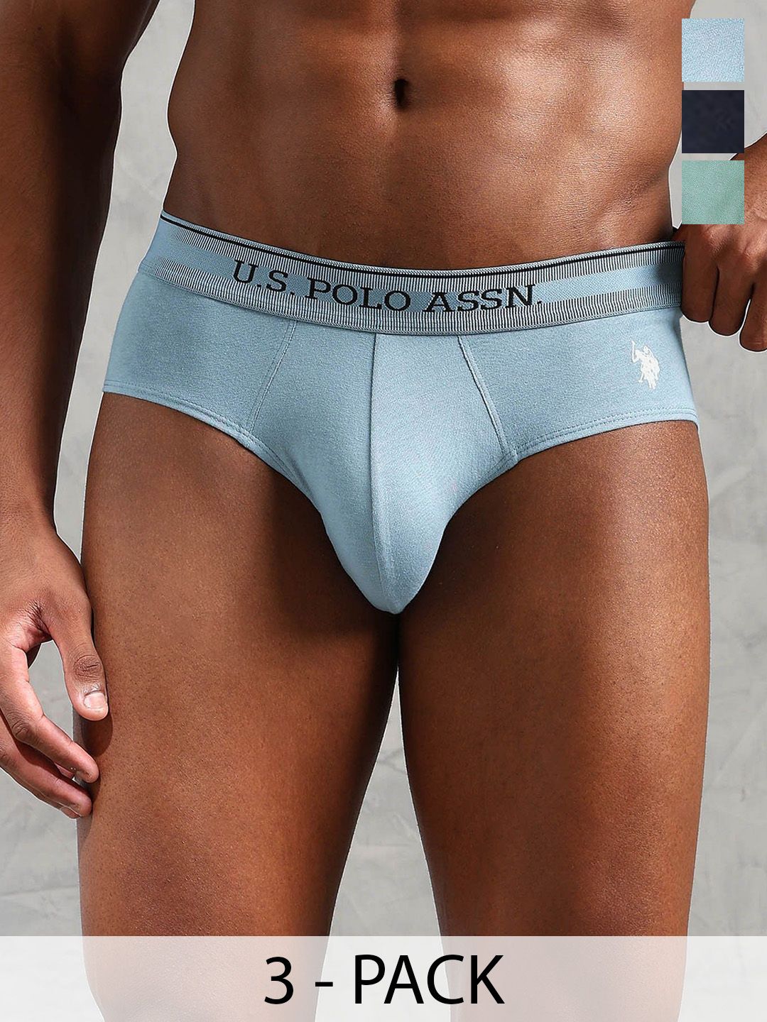 U.S. Polo Assn. Pack Of 3 Printed Low Rise Basic Briefs OEB16-NWB-P3