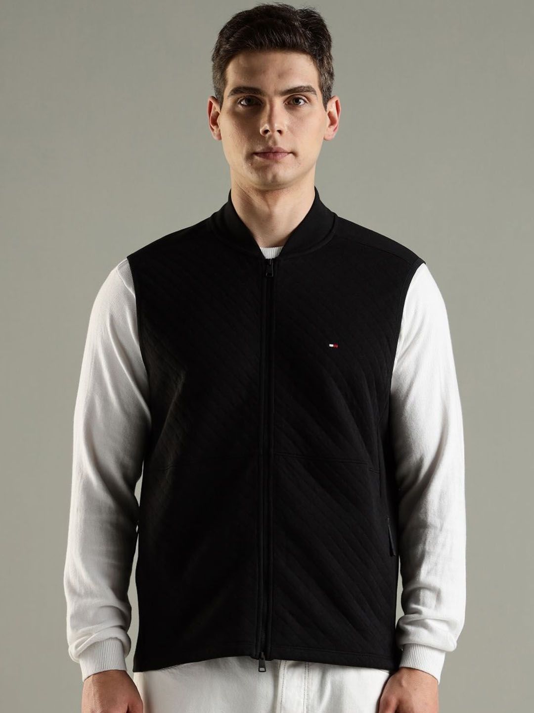 Tommy Hilfiger Stand Collar Sleeveless Cotton Gilet Jacket