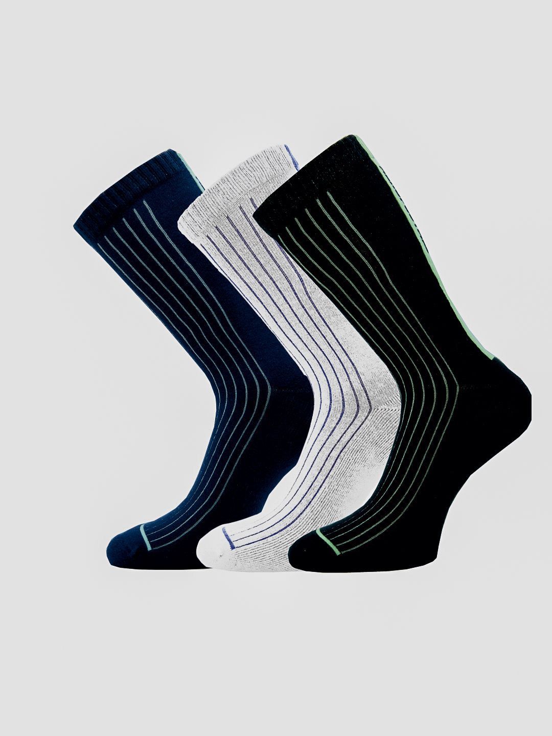 Aeropostale Men Pack Of 3 Striped Half Cushion Calf-Length Socks