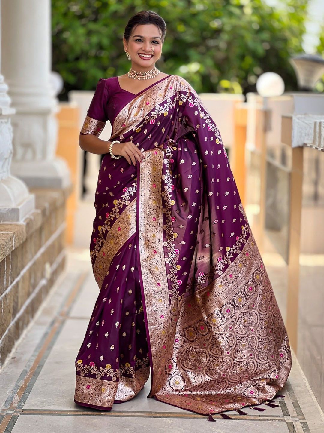 Pandadi Saree Pandadi Women Saree Woven Design Zari Silk Blend Banarasi Sarees
