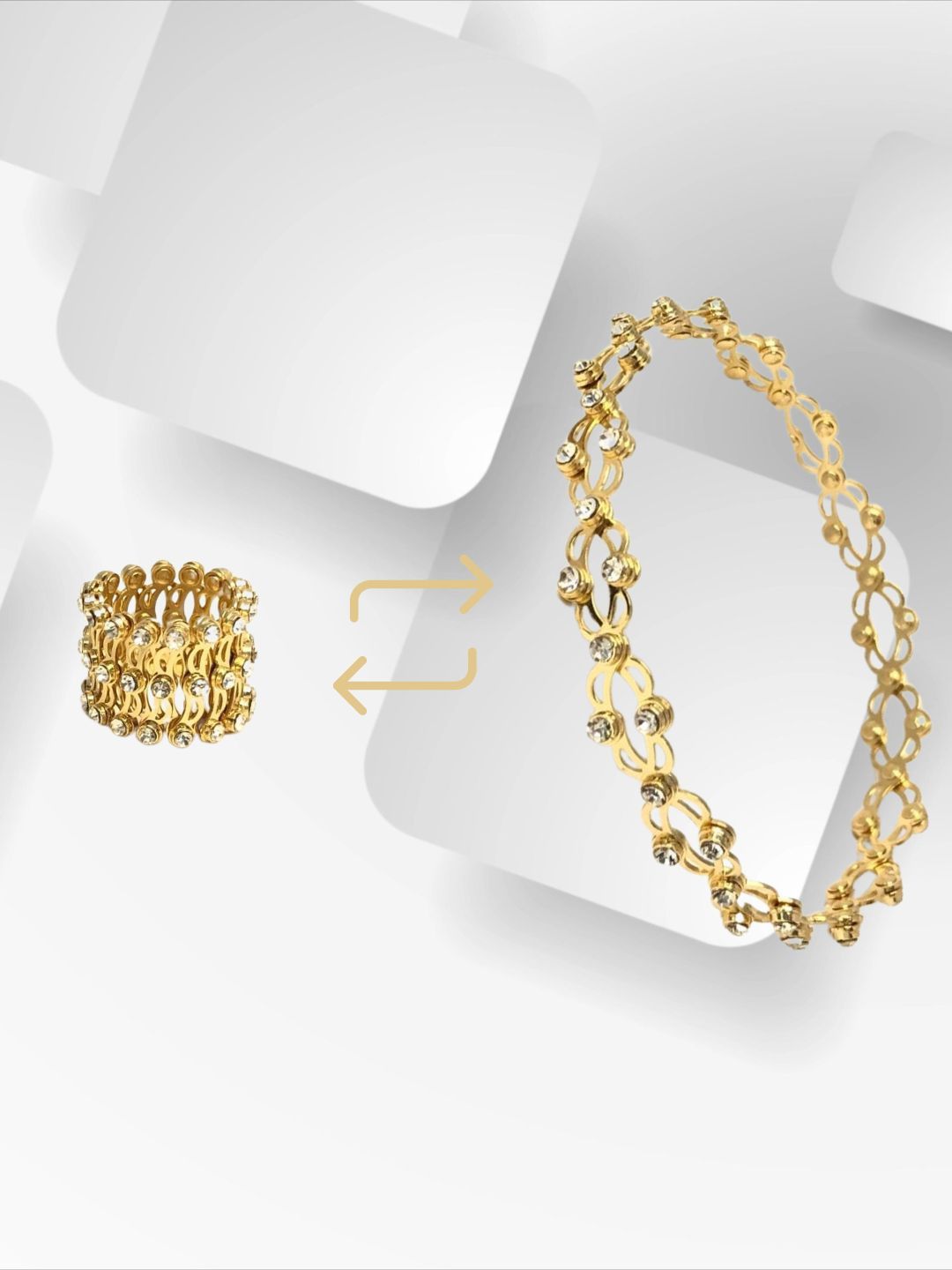 Jewelry Miguel Gold-Plated American Diamond Studded Anti-Tarnish Convertible Cuff Bracelet
