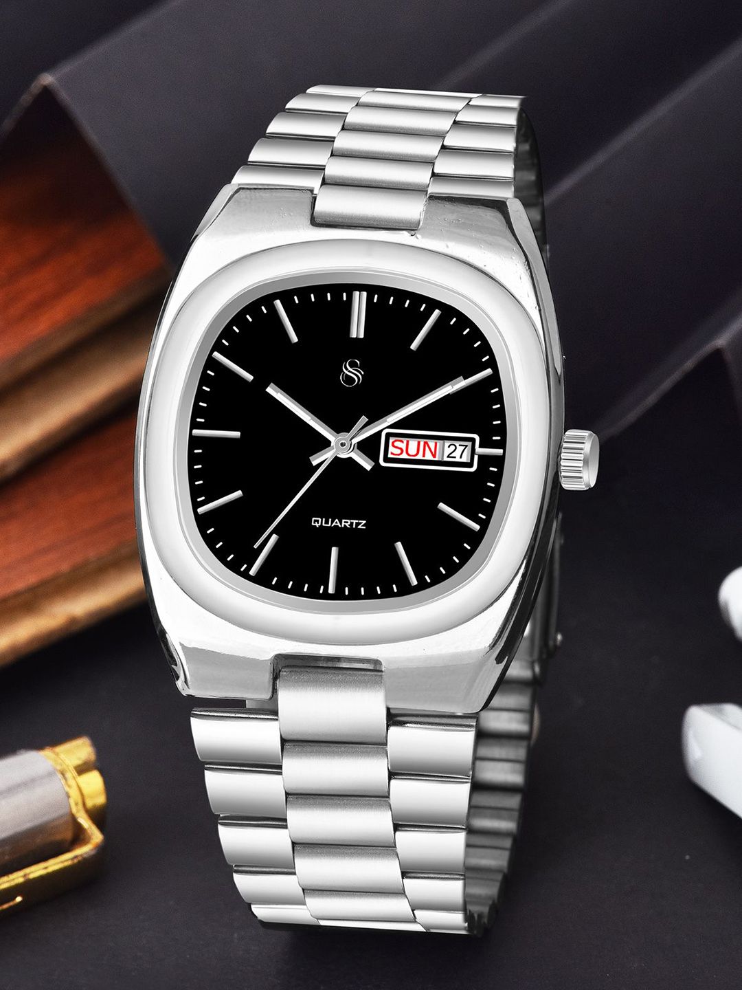 Shocknshop Unisex Stainless Steel Straps Analogue Multi Function Watch WCH149Black