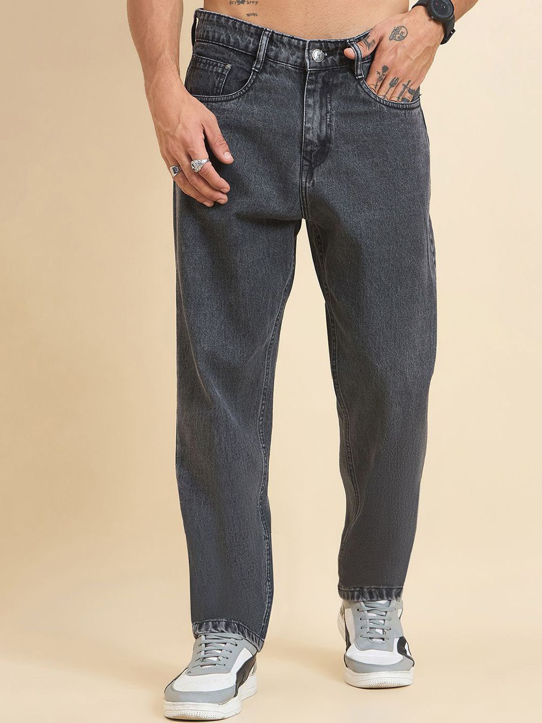 STUDIO NEXX Men Straight Fit Mid-Rise Light Fade Jeans