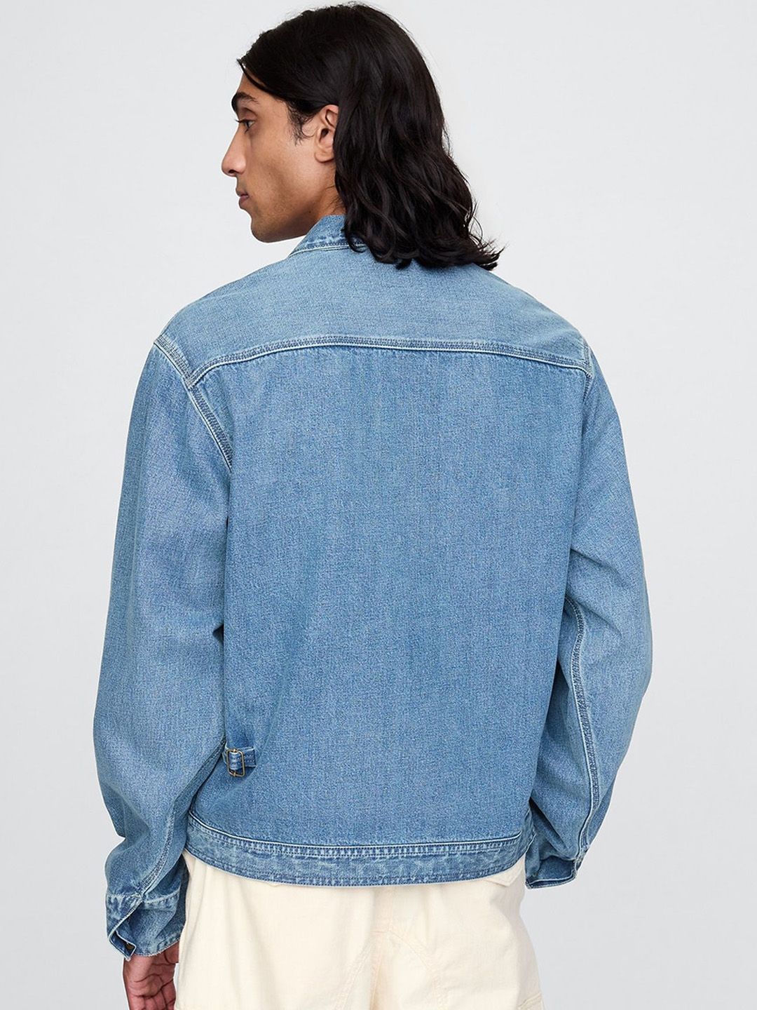 Buy GAP Heavily Washed Zip-Front Oversized Denim Jacket - Jackets